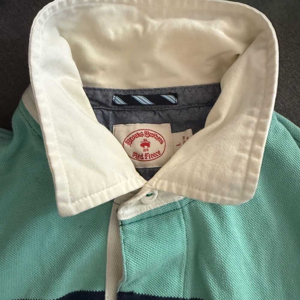 Brooks Brothers Mint and White Polo